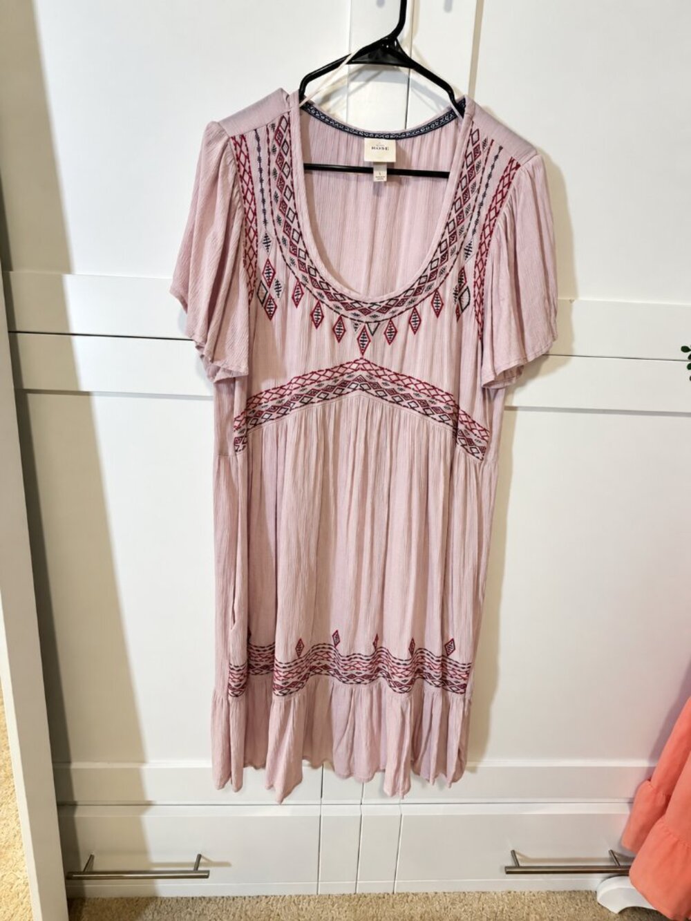 Knox Rose - Pink Embroidered Boho Dress | Size L